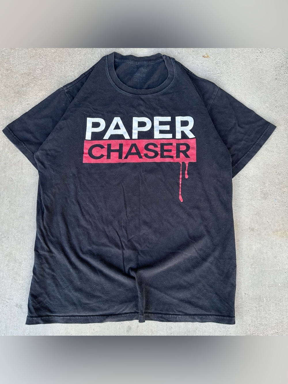 Paper Chaser Hustle Black Graphic Crew Neck T-Shirt Mens L